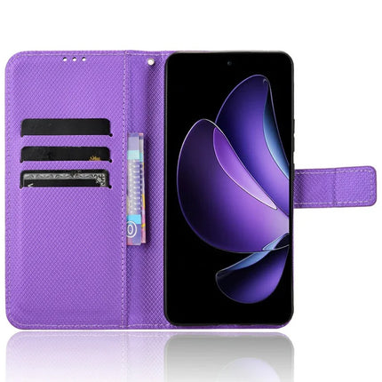 For Oppo Reno13 F 5G  /  Reno13 F 4G Case PU Leather Diamond Texture Wallet Phone Cover