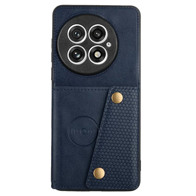 For OnePlus 13 Case with Card Slots Kickstand Leather + TPU Phone Cover - Blue