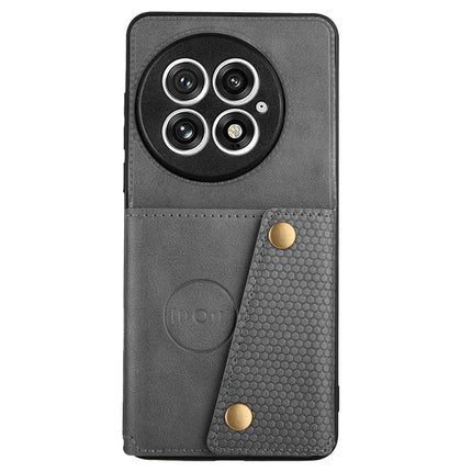 For OnePlus 13 Case with Card Slots Kickstand Leather + TPU Phone Cover - Grey