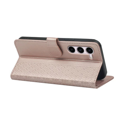 For Samsung Galaxy S23 Case Magnetic Clasp Four Leaf Clover Leather Phone Cover
