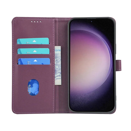 For Samsung Galaxy S23 Case Magnetic Clasp Four Leaf Clover Leather Phone Cover