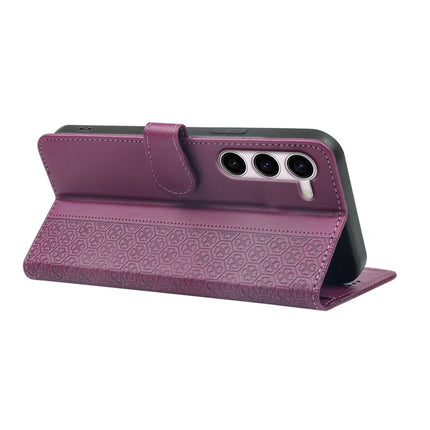 For Samsung Galaxy S23 Case Magnetic Clasp Four Leaf Clover Leather Phone Cover