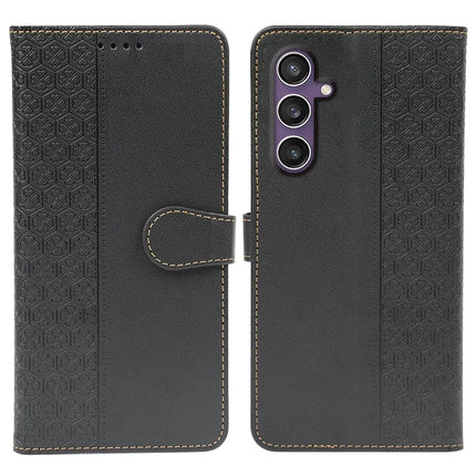 For Samsung Galaxy S23 FE Case Magnetic Clasp Four Leaf Clover Leather Phone Cover - Black