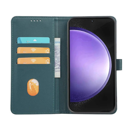 For Samsung Galaxy S23 FE Case Magnetic Clasp Four Leaf Clover Leather Phone Cover