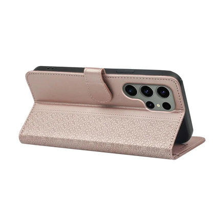 For Samsung Galaxy S23 Ultra Case Magnetic Clasp Four Leaf Clover Leather Phone Cover