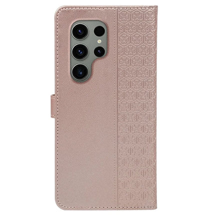 For Samsung Galaxy S23 Ultra Case Magnetic Clasp Four Leaf Clover Leather Phone Cover
