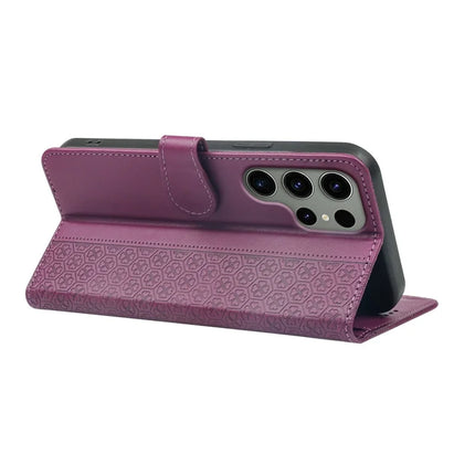 For Samsung Galaxy S23 Ultra Case Magnetic Clasp Four Leaf Clover Leather Phone Cover