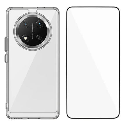 WANLONFENG MF Series for Honor Magic7 Lite 5G / X9c 5G / X60 Pro 5G Case TPU Acrylic Clear Phone Cover with Tempered Glass Film