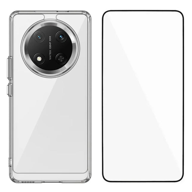 WANLONFENG MF Series for Honor Magic7 Lite 5G / X9c 5G / X60 Pro 5G Case TPU Acrylic Clear Phone Cover with Tempered Glass Film