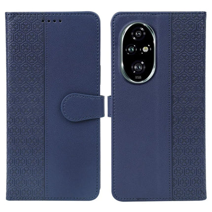 For Honor 200 Pro 5G Case Magnetic Clasp Four Leaf Clover Leather Phone Cover - Blue