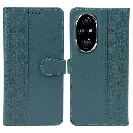 For Honor 200 Pro 5G Case Magnetic Clasp Four Leaf Clover Leather Phone Cover - Green