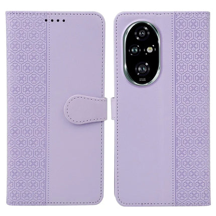 For Honor 200 Pro 5G Case Magnetic Clasp Four Leaf Clover Leather Phone Cover - Light Purple