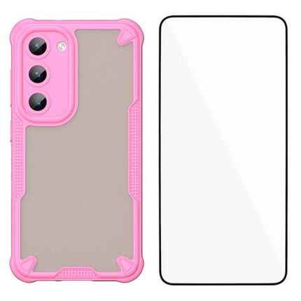 WANLONFENG MFFJ Series For Samsung Galaxy S23 Case Anti Drop TPU + Acrylic Phone Back Cover with Screen Film - Pink