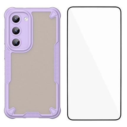 WANLONFENG MFFJ Series For Samsung Galaxy S23 Case Anti Drop TPU + Acrylic Phone Back Cover with Screen Film - Purple