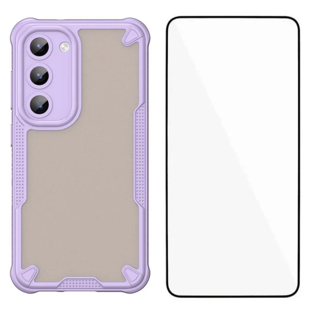 WANLONFENG MFFJ Series For Samsung Galaxy S23 Case Anti Drop TPU + Acrylic Phone Back Cover with Screen Film - Purple