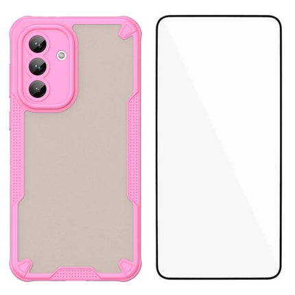 WANLONFENG MFFJ Series For Samsung Galaxy A36 5G Case Anti Drop TPU + Acrylic Phone Back Cover with Screen Film - Pink