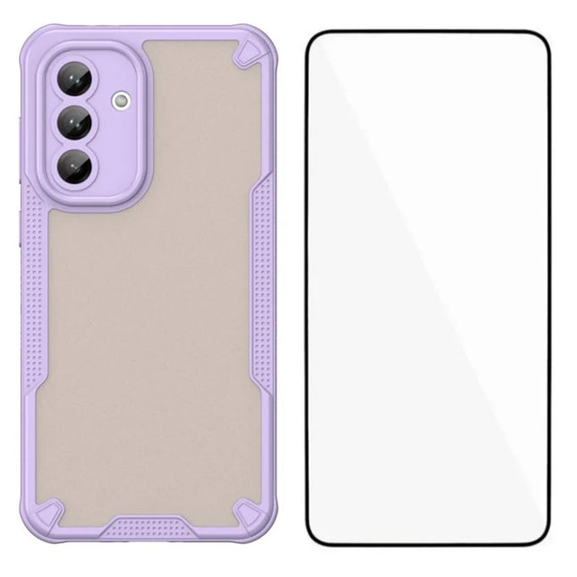 WANLONFENG MFFJ Series For Samsung Galaxy A36 5G Case Anti Drop TPU + Acrylic Phone Back Cover with Screen Film - Purple