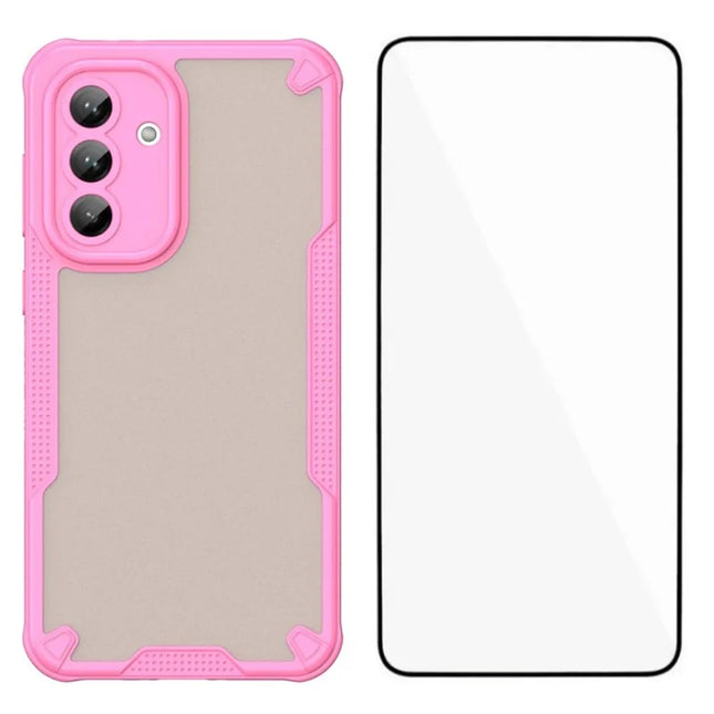 WANLONFENG MFFJ Series For Samsung Galaxy A56 5G Case Anti Drop TPU + Acrylic Phone Back Cover with Screen Film - Pink