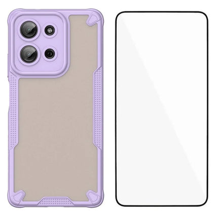 WANLONFENG MFFJ Series For Motorola Moto G75 5G Case Anti Drop TPU + Acrylic Phone Back Cover with Screen Film - Purple