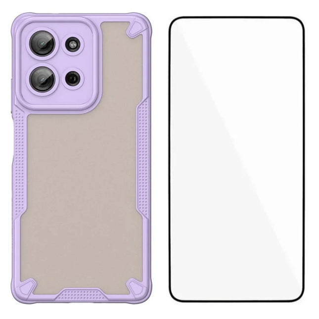WANLONFENG MFFJ Series For Motorola Moto G75 5G Case Anti Drop TPU + Acrylic Phone Back Cover with Screen Film - Purple