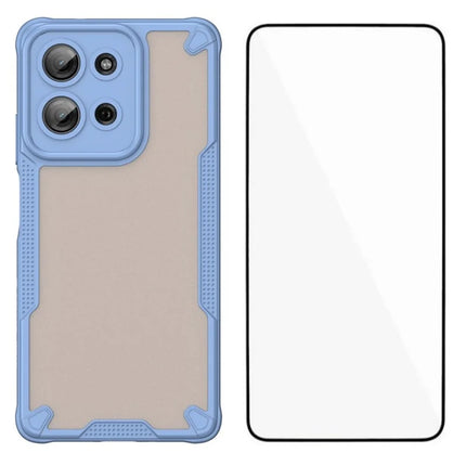 WANLONFENG MFFJ Series For Motorola Moto G75 5G Case Anti Drop TPU + Acrylic Phone Back Cover with Screen Film - Blue