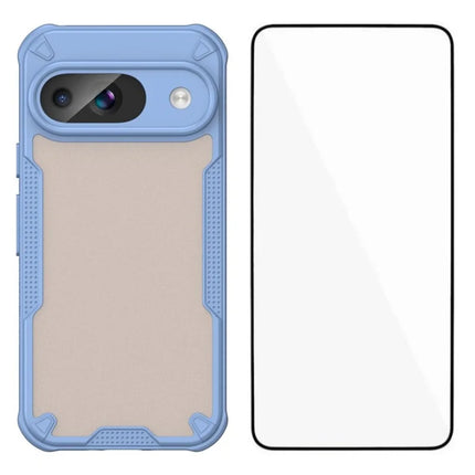 WANLONFENG MFFJ Series For Google Pixel 9 Case Anti Drop TPU + Acrylic Phone Back Cover with Screen Film - Blue