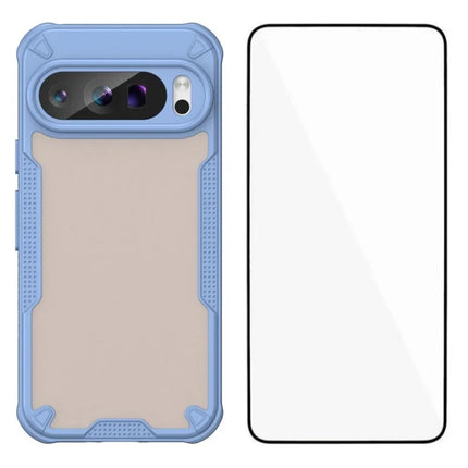 WANLONFENG MFFJ Series For Google Pixel 9 Pro Case Anti Drop TPU + Acrylic Phone Back Cover with Screen Film - Blue