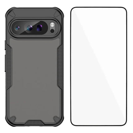 WANLONFENG MFFJ Series For Google Pixel 9 Pro Case Anti Drop TPU + Acrylic Phone Back Cover with Screen Film - Black