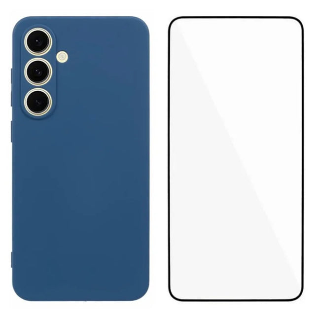 WANLONFENG RB2 Series for Samsung	Galaxy A36 5G Case Soft TPU Phone Cover with Screen Protector - Sapphire