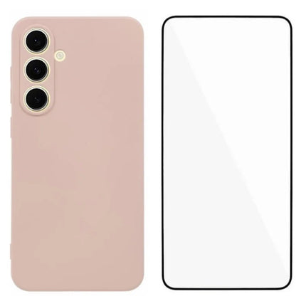 WANLONFENG RB2 Series for Samsung	Galaxy A56 5G Case Soft TPU Phone Cover with Screen Protector - Pink