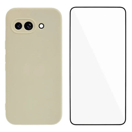 WANLONFENG RB2 Series for Google Pixel 9a Case Soft TPU Phone Cover with Screen Protector - White