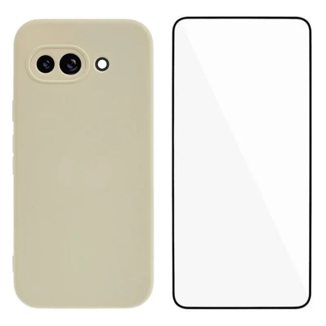 WANLONFENG RB2 Series for Google Pixel 9a Case Soft TPU Phone Cover with Screen Protector - White