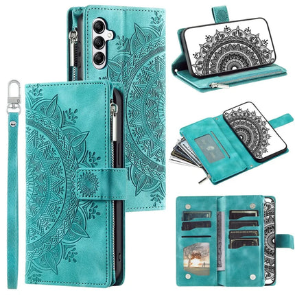 Style 006 For Samsung Galaxy A26 5G Wallet Case PU Leather Phone Cover Mandala Flower Pattern - Mint Green