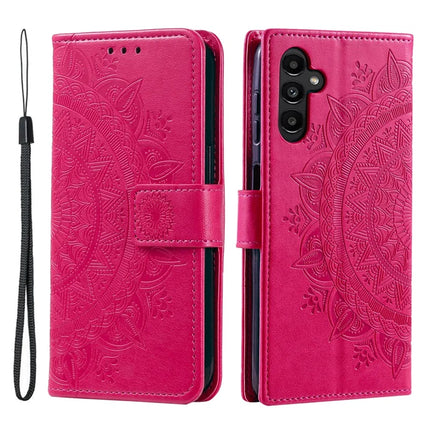 For Samsung Galaxy A26 5G Case Imprinted Totem PU Leather Wallet Stand Phone Cover - Rose
