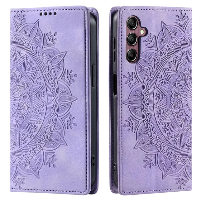 Style-010 For Samsung Galaxy A26 5G Case Magnetic Closing Leather Phone Cover Pattern Imprinted - Purple