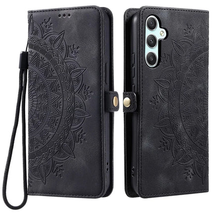 Style 016 For Samsung Galaxy A26 5G Case Skin Feel Totem Imprinted Wallet Leather Phone Cover - Black