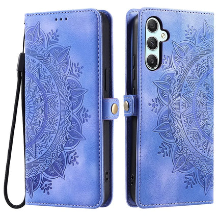 Style 016 For Samsung Galaxy A26 5G Case Skin Feel Totem Imprinted Wallet Leather Phone Cover - Purple
