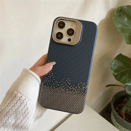 For iPhone 16 Pro Max Case Compatible with MagSafe PC Phone Back Cover Metal Lens Frame Kickstand - Sand Blue