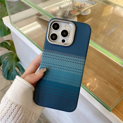 For iPhone 16 Pro Max Case Compatible with MagSafe PC Phone Back Cover Metal Lens Frame Kickstand - Moon Blue
