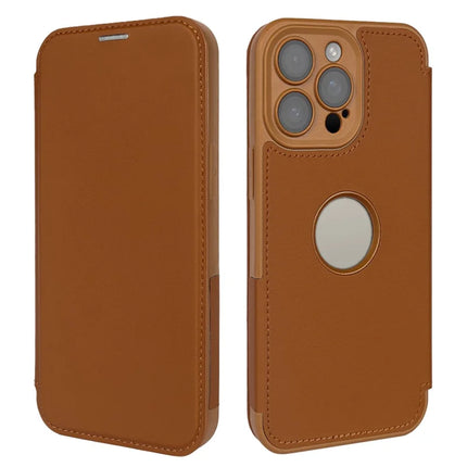 For iPhone 15 Pro Max Magnetic Case RCS Eco Friendly Phone Cover with Kickstand RFID Blocking - Brown