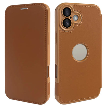 For iPhone 16 Plus Magnetic Case RCS Eco Friendly Phone Cover with Kickstand RFID Blocking - Brown