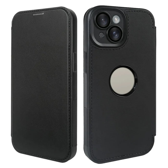 For iPhone 14 Magnetic Case RCS Eco Friendly Phone Cover with Kickstand RFID Blocking - Black