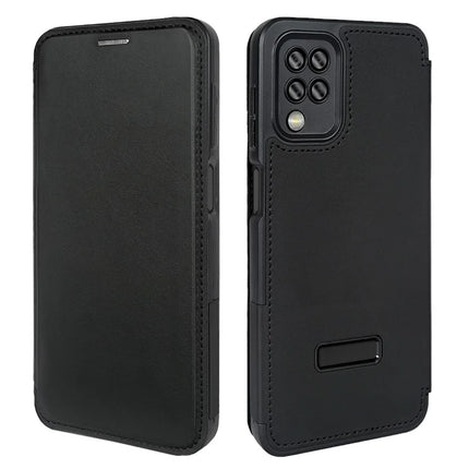 For Samsung Galaxy A12 Magnetic Case RCS Eco Friendly Phone Cover with Kickstand RFID Blocking - Black
