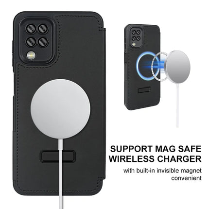 For Samsung Galaxy A12 Magnetic Case RCS Eco Friendly Phone Cover with Kickstand RFID Blocking