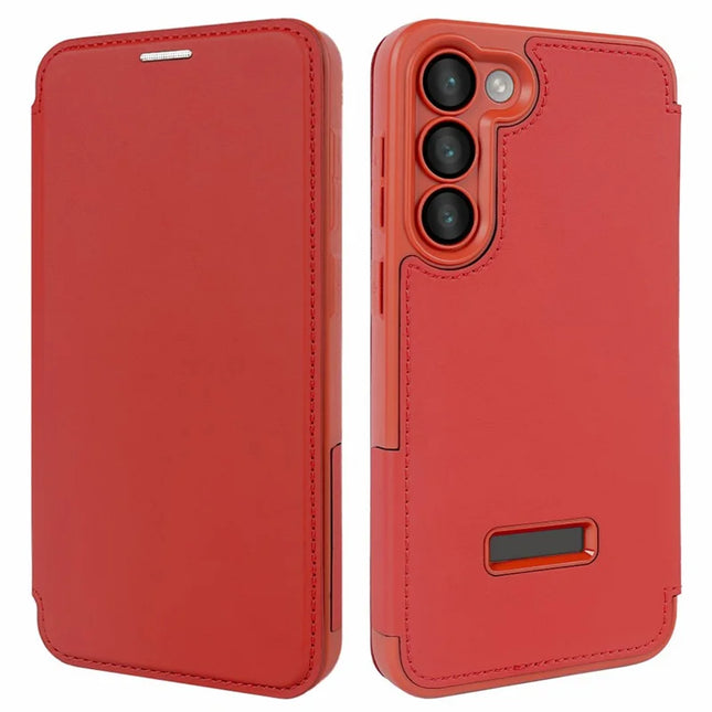 For Samsung Galaxy S23+ Magnetic Case RCS Eco Friendly Phone Cover with Kickstand RFID Blocking - Red