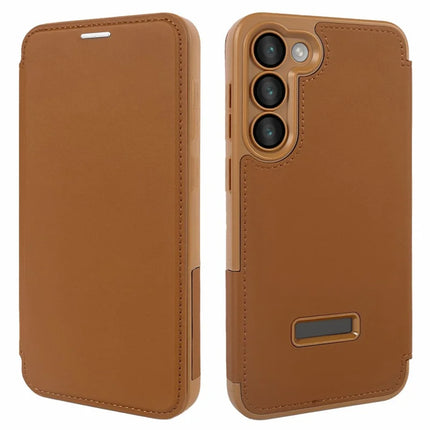For Samsung Galaxy S23+ Magnetic Case RCS Eco Friendly Phone Cover with Kickstand RFID Blocking - Brown