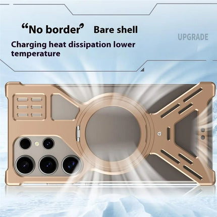 For Samsung Galaxy S22 Ultra 5G Bumper Case Compatible with MagSafe Kickstand Phone Back Cover Heat Dissipation