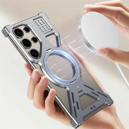 For Samsung Galaxy S22 Ultra 5G Bumper Case Compatible with MagSafe Kickstand Phone Back Cover Heat Dissipation