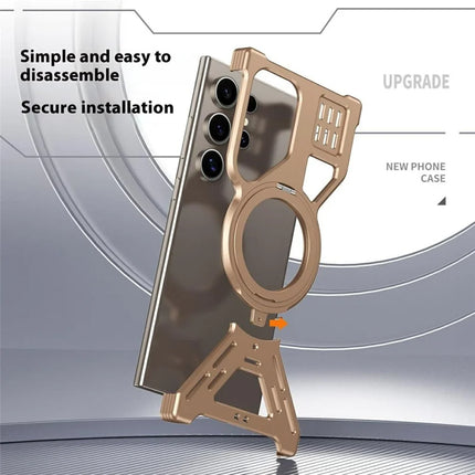 For Samsung Galaxy S22 Ultra 5G Bumper Case Compatible with MagSafe Kickstand Phone Back Cover Heat Dissipation