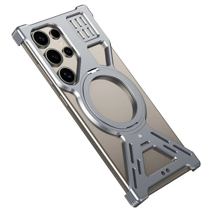 For Samsung Galaxy S23 Ultra Bumper Case Compatible with MagSafe Kickstand Phone Back Cover Heat Dissipation - Dark Grey